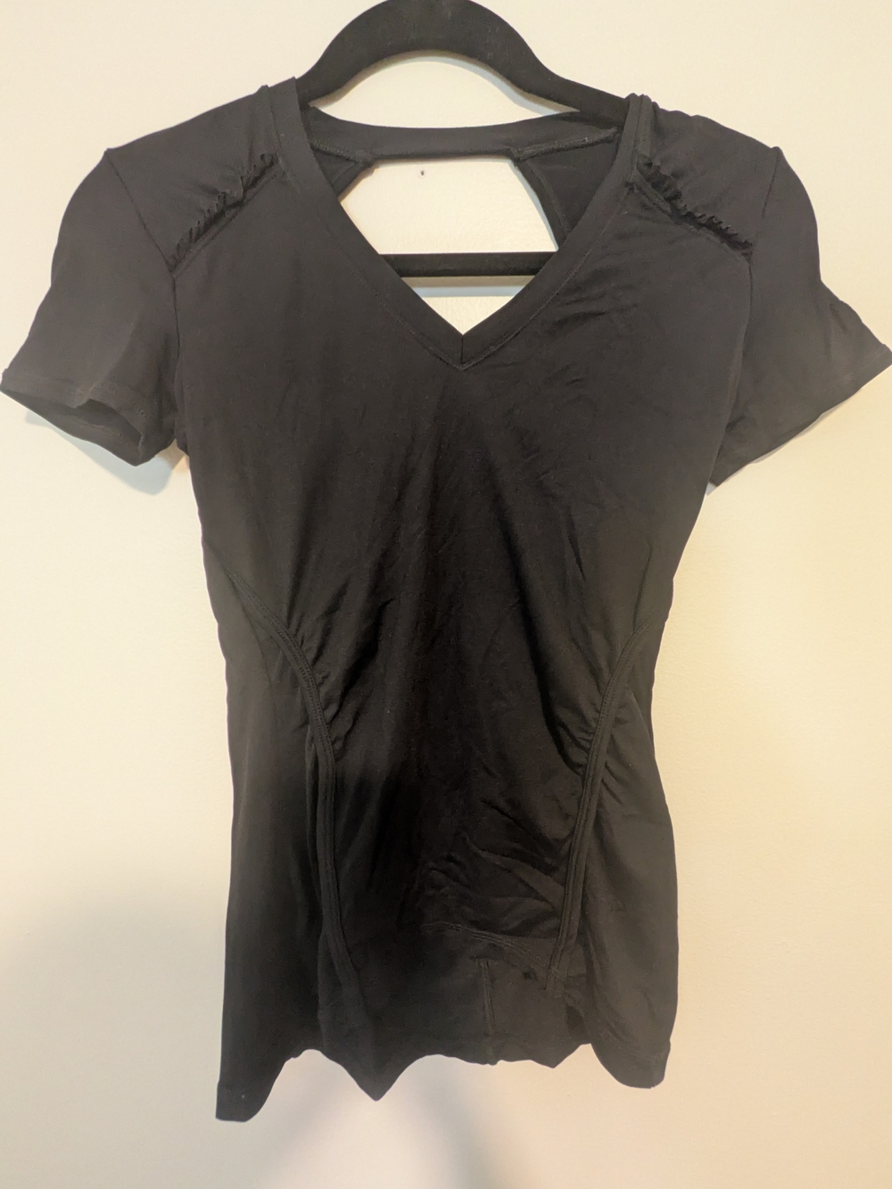 Black V-Neck Short Sleeve Women's Tee